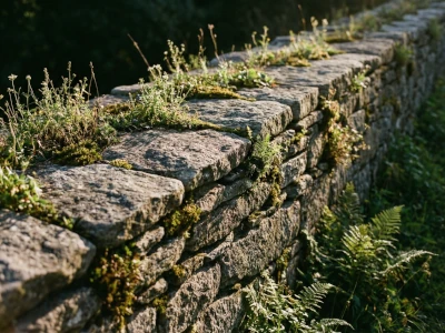 Couronnement d'un muret en pierre sèche