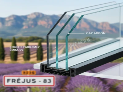 Détail technique vitrage isolation renforcée véranda Var