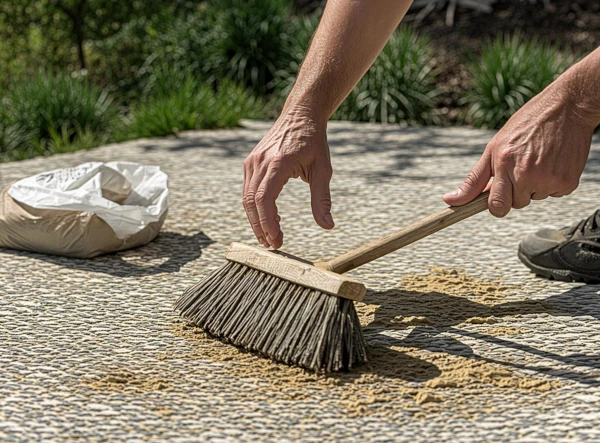 Entretien joints sable pavage terrasse pierre Var outils