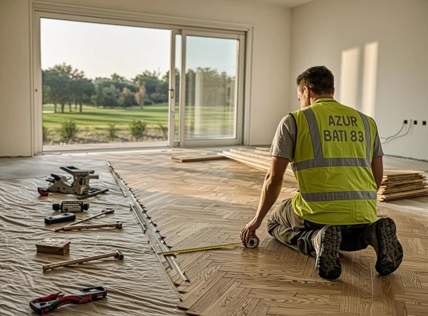 Rénovation intérieure villa Fréjus Var parquet flottant chauffage sol