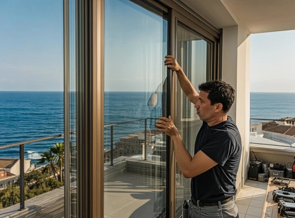 Installation d'une baie vitrée acoustique aluminium sur une villa à Fréjus