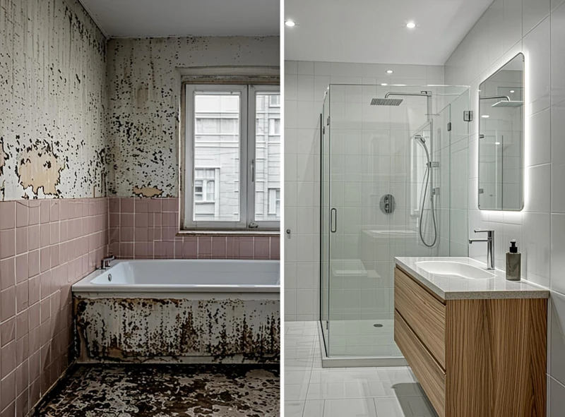 avant après rénovation salle de bain Var 83 artisan Azur Bati 83 Fréjus